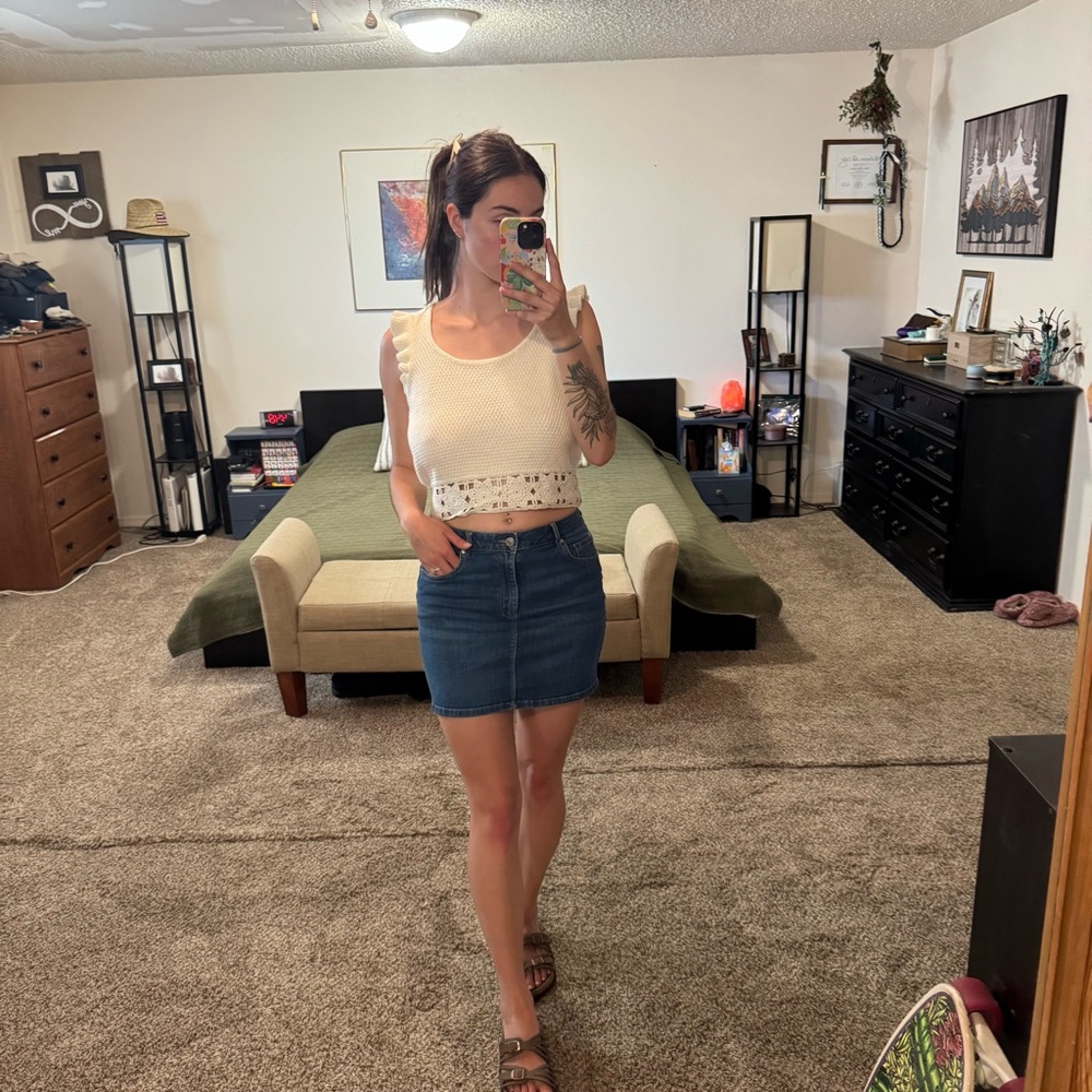 Garage Blue Denim Skirt